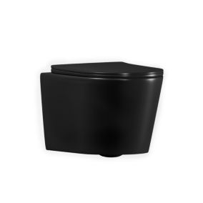 Ceramia Tornado Rimless WC suspendu 53,5 cm sans bride avec abattant SoftClose, effet Tornado Flush, noir mat (CE142010RTORPBKM)