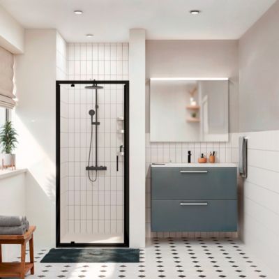 Ceramia Zenith Porte de douche 90x195cm pivotante anticalcaire avec profilés Noir mat (CERAHZ90B)