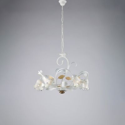 Cesto Lustre Shabby en fer laqué blanc 5 lumières 142 d.65 BL274-5-BCO