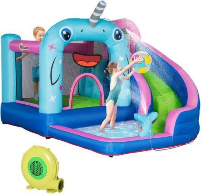 Château gonflable aquatique avec souffleur, trampoline, toboggan