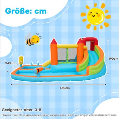 Château Gonflable - Aire de Jeux Gonflables avec Toboggan, Piscine et Jeux d'Eau, Tissu Oxford, Multicolore