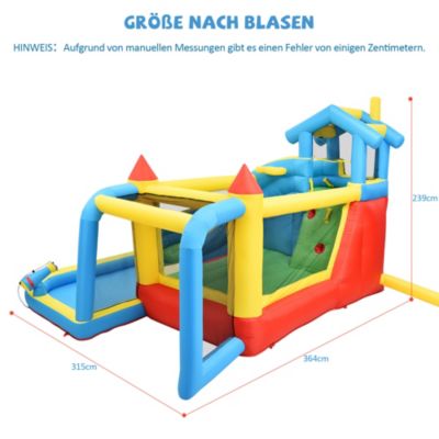 Château Gonflable - Aires de Jeux Gonflables 5 en 1 avec Toboggan, Piscine et Zones de Saut, Tissu Oxford, Multicolore