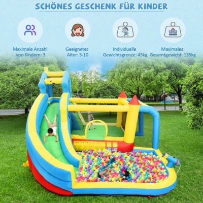 Château Gonflable - Aires de Jeux Gonflables 5 en 1 avec Toboggan, Piscine et Zones de Saut, Tissu Oxford, Multicolore