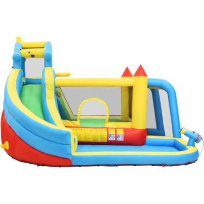 Château Gonflable - Aires de Jeux Gonflables 5 en 1 avec Toboggan, Piscine et Zones de Saut, Tissu Oxford, Multicolore