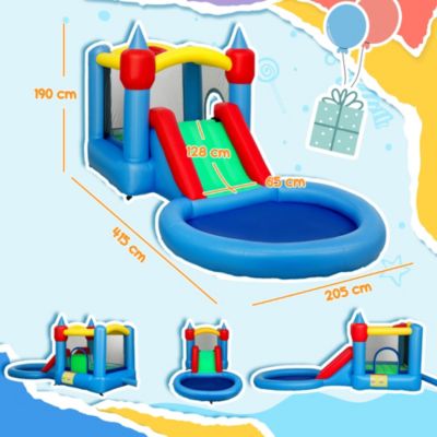 Château Gonflable Pingouin Toboggan Aire Jeux 3 Enfants s 3-10 Ans