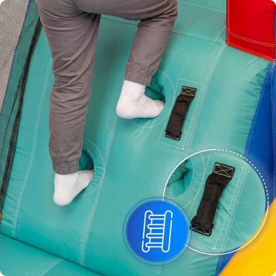 Château gonflable pour enfants KINDI avec longue toboggan aquatique aire de jeux panier de basket et canon à eau 1 pièce.