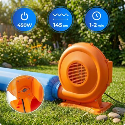 Château gonflable pour enfants KINDI avec longue toboggan aquatique aire de jeux panier de basket et canon à eau 1 pièce.