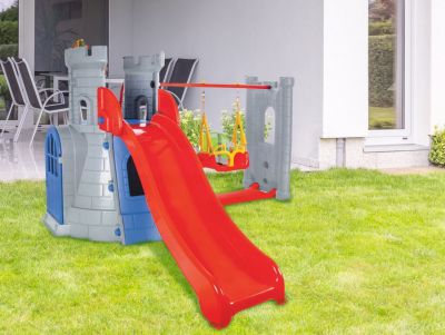 Toboggan Enfant Autoportant 133x40x70 Cm – Hauteur 61 Cm, Anti-basculement, Intérieur/Extérieur, Dès 2 Ans