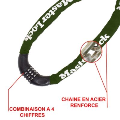 Chaîne en acier à combinaison Masterlock 1.50m x 8 mm