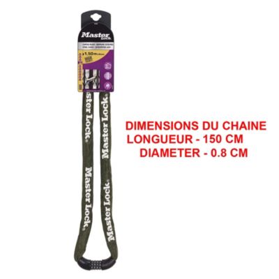 Chaîne en acier à combinaison Masterlock 1.50m x 8 mm