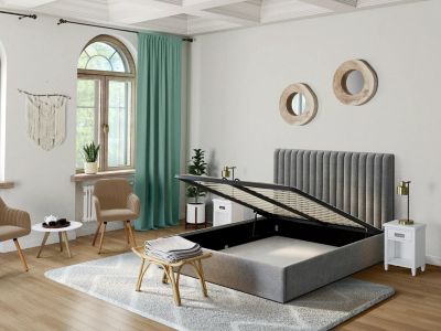Chaise avec accoudoirs en velours et pieds bois de hêtre - Beige - ELEANA