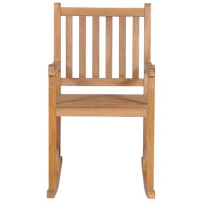Chaise à bascule avec coussin beige Bois de teck solide vidaXL