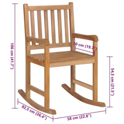 Chaise à bascule avec coussin beige Bois de teck solide vidaXL