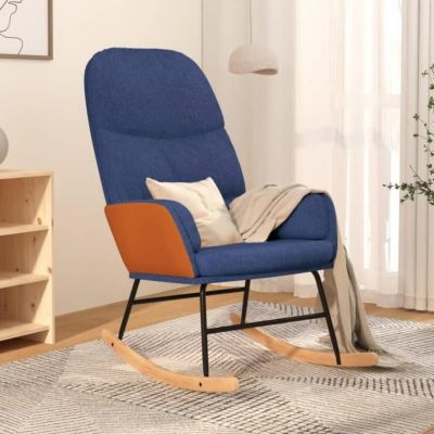 Chaise à bascule - VIDAXL - Bleu - Tissu - Similicuir - Design contemporain