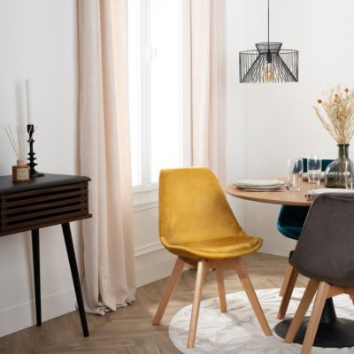 Chaise Baya - jaune ocre - velours - Atmosphera