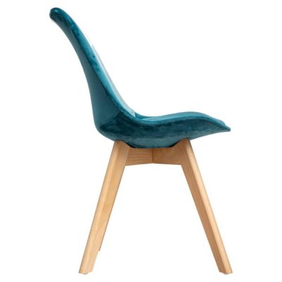 Chaise "Baya" patchwork bleu canard - pieds en hêtre - Atmosphera