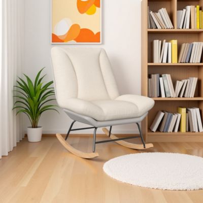 Chaise berçante en lin et tissu technique avec dossier 5 positions ...