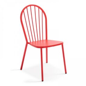 Chaise bistrot de jardin en métal rouge  Oviala