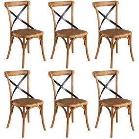 Chaise bistrot en hêtre vieilli Lot de 6