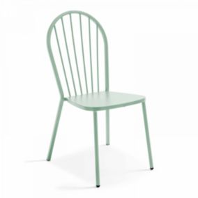 Chaise bistrot en métal vert sauge   Oviala