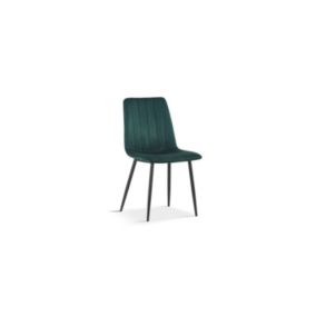 Chaise BRUCE Velours Vert, dimensions: H86 x L45 x P55 cm, idéal pour une salle à manger design et moderne