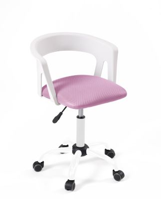 Chaise Bureau Roulettes Accoudoirs Assise Rembourée Hauteur Réglable Pivotant AYA (blanc Rose)