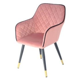 Chaise Déco en Velours "Amino" 86cm Rose & Noir