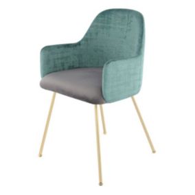 Chaise Déco en Velours "Richard" 85cm Vert & Gris