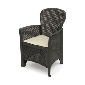 Chaise d'extérieur Como, Siège de jardin, Fauteuil d'extérieur effet rotin, 100% Made in Italy, 60x58h89 cm, Anthracite