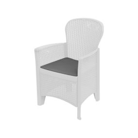 Chaise d'extérieur Como, Siège de jardin, Fauteuil d'extérieur effet rotin, 100% Made in Italy, 60x58h89 cm, Blanc