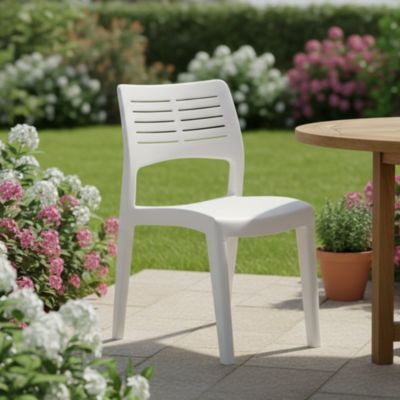 Chaise d'extérieur Dantonin, siège de jardin, chaise pour table à manger, fauteuil d'extérieur, 50x51h82 Cm, blanc