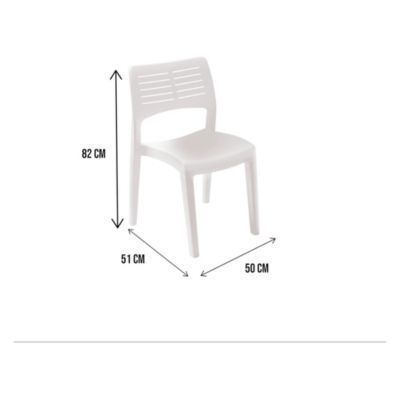 Chaise d'extérieur Dantonin, siège de jardin, chaise pour table à manger, fauteuil d'extérieur, 50x51h82 Cm, blanc