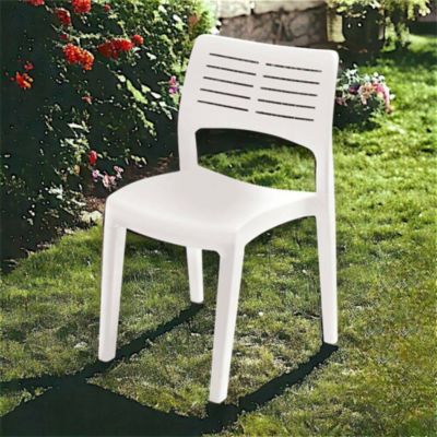 Chaise d'extérieur Dantonin, siège de jardin, chaise pour table à manger, fauteuil d'extérieur, 50x51h82 Cm, blanc