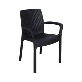 Chaise d'extérieur Torino, Siège de jardin, Chaise pour table à manger, Fauteuil d'extérieur effet rotin, 54x60h82 cm, Anthracite