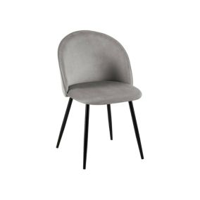 Chaise Dabruzzes, Fauteuil recouvert de velours, Chaise de salle à manger rembourrée, Siège de réunion, 51x54h82 cm, Gris