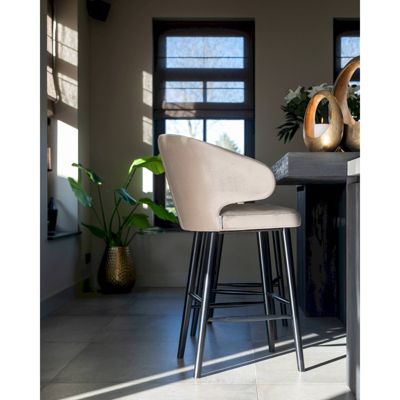 Chaise de bar Indigo 62 x 62 x 106 cm Taupe et pieds noirs et or