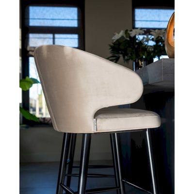 Chaise de bar Indigo 62 x 62 x 106 cm Taupe et pieds noirs et or