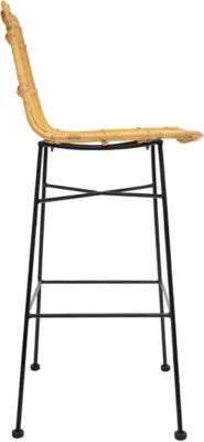 Chaise de bar Kubu H. 100 cm métal et rotin