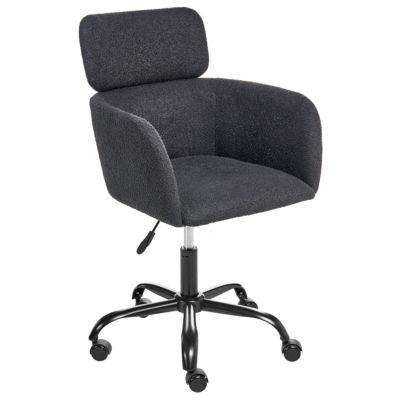 Chaise de bureau ALENA Bouclé Noir