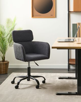 Chaise de bureau ALENA Bouclé Noir