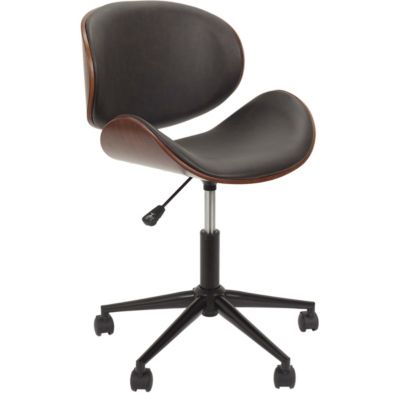 Chaise de bureau bois et PU à roulettes Reno