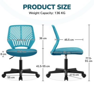 Chaise de Bureau Chaise d'Ordinateur avec Roues Pivotantes pour Chambre Studio Yaheetech