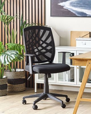Chaise de bureau  entissu noir BONNY