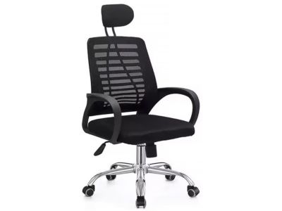 Chaise de bureau ergonomique réglable en hauteur avec appuie tête "Sébastien"  Noir
