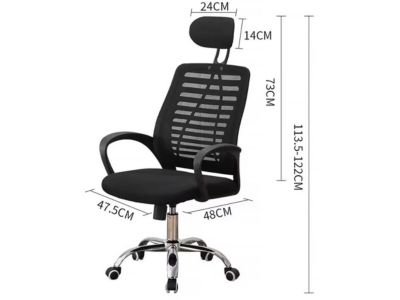 Chaise de bureau ergonomique réglable en hauteur avec appuie tête "Sébastien"  Noir