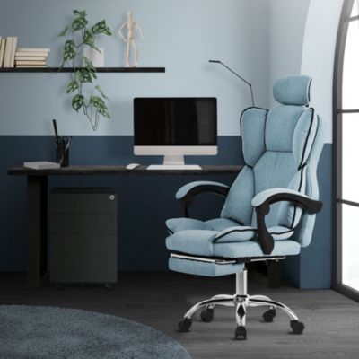 Chaise De Bureau Ergonomique Réglable Bleue - Avec Appui-tête Et Repose-pieds, Neuf