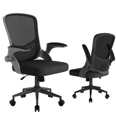 Chaise de Bureau, Fauteuil de Bureau avec Accoudoirs Rabattables, Soutien Lombaire Unique, Maille Respirante, Rattantree