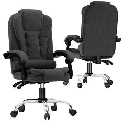 Chaise de Bureau, Fauteuil de Bureau avec grand siège, Appui-Tête et Soutien Lombaire Réglables, Hauteur Réglable,Rattantree