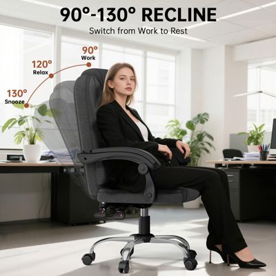 Chaise de Bureau, Fauteuil de Bureau avec grand siège, Appui-Tête et Soutien Lombaire Réglables, Hauteur Réglable,Rattantree