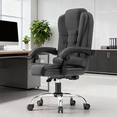 Chaise de Bureau, Fauteuil de Bureau avec grand siège, Appui-Tête et Soutien Lombaire Réglables, Hauteur Réglable,Rattantree